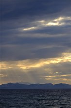 Thunderclouds at sunset on the beach