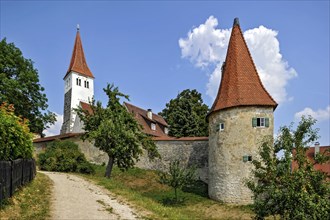 Medieval town wall with defensive defence tower