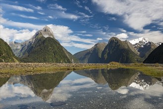 Mitre Peak reflecting in Milford Sound