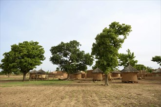 Small village with mud huts