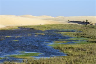shifting sand dunes and groundwater lake