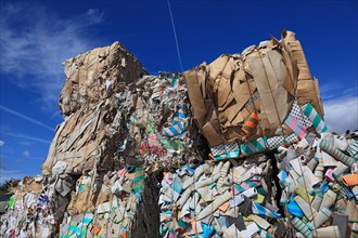 Old paper balls in a recycling plant