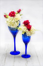 Flower arrangement in glasses