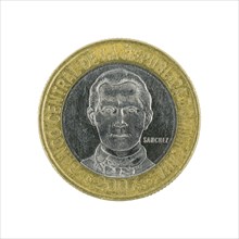 Five Dominican pesos coin