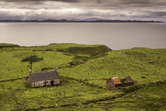 Typical landscape with houses and pastures on the Gaelic peninsula Applecross