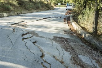 Damaged road in Madonie mountains