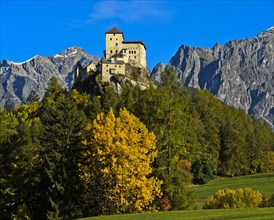 Autumn landscape with Tarasp Castle