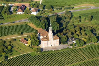 Aerial view of Birnau Pilgrimage Church