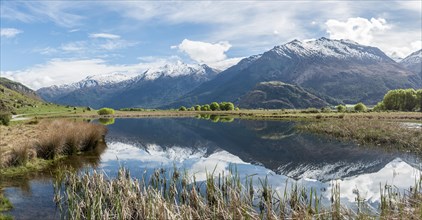 Mountain range reflected in a lake