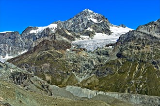 Summit Dent Blanche and retreating Schonbiel Glacier