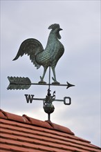 Weathercock with cardinal points on roof