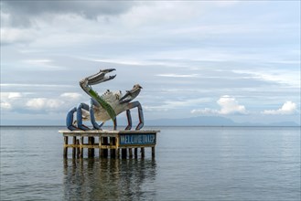 Shrimp sculpture in the sea