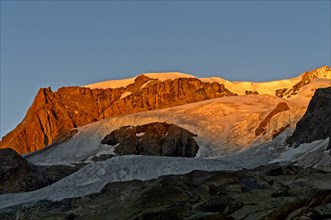 Morning sun at Monte Rosa Glacier
