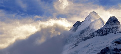 Wetterhorn Mountain in clouds
