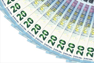Heap of 20 euro bank notes