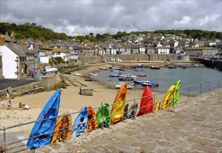 Colourful canoes at the fishing port