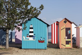 Colorful beach huts, Ile d'Oleron