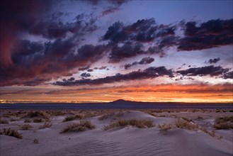 Sunset in the salt desert Salar de Atacama