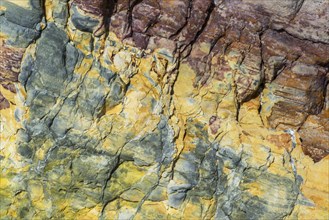 Detail of stratified volcanic rock