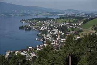 View of the village of Weggis on Lake Lucerne