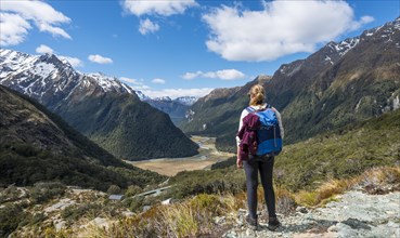 Hiker overlooks the Routeburn Flats