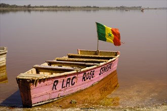 Colourful wooden boat at Lac Rose