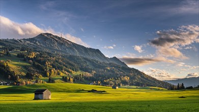 Mountain landscape with mountain Grunten in autumn