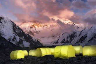 Khan Tengri Glacier viewed at sunset from the Base Camp