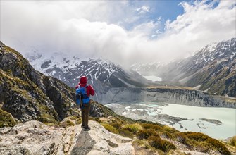 Hiker standing on rocks