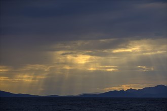 Thunderclouds at sunset on the beach