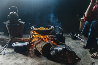 Fireplace in hut