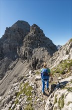 Hiker on the way to Hochvogel