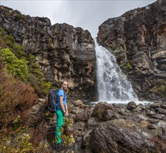 Hiker the Taranaki Falls