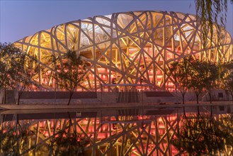 Illuminated National Stadium in the Olympic Park