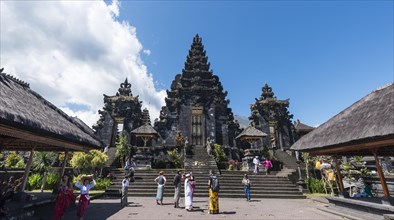 Balinese in front of Mother Temple