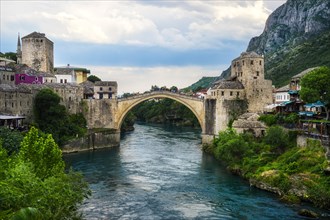 Mostar Bridge over Neretva river