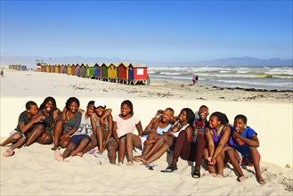 Happy black teenagers on the beach