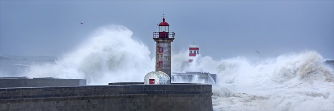 Lighthouse of Porto during storm