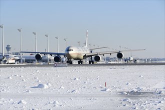 Aircraft on snowy runway