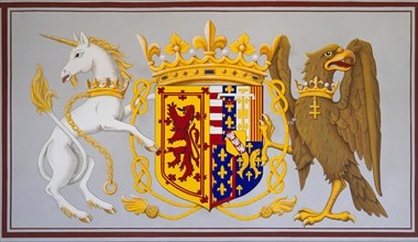 King's coat of arms of House of Stuart with unicorn and eagle