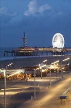 Beach boardwalk on the pier at night