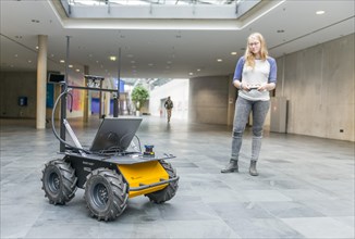 Student controls a robot car