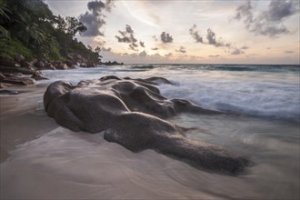 Rock formation on the beach Anse Georgette