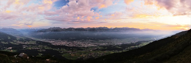 Inntal Valley with Innsbruck at sunrise