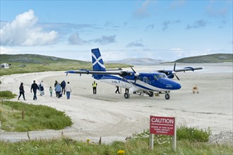 Airport and aircraft Twin Otter from Scottish airline Loganair
