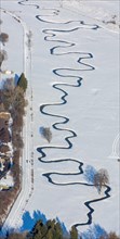 Meandering river Mohne in the snow