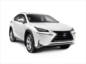 White 2016 Lexus NX 300h SUV car mid-sized crossover vehicle