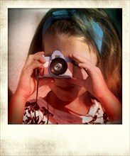 Vintage polaroid photo of little girl