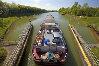Barge travelling from the Great Schleuse Bevergern on the Dortmund-Ems Canal