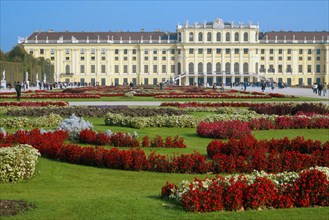Schonbrunn Palace with flower bed